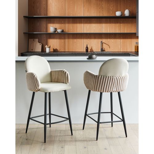 Lot De 2 Chaises De Bar Amity Tissu Beige Clair