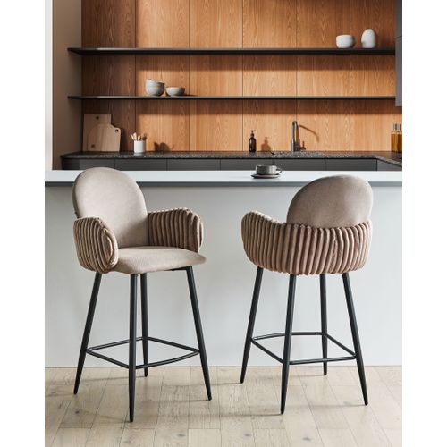 Lot De 2 Chaises De Bar Amity Tissu Taupe