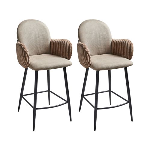 Lot De 2 Chaises De Bar Amity Tissu Taupe