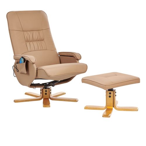 Fauteuil Massant Relaxpro Cuir Pu Marron Clair