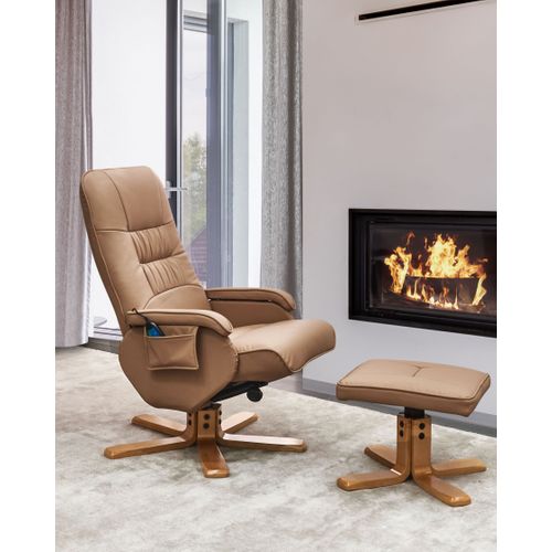 Fauteuil Massant Relaxpro Cuir Pu Marron Clair