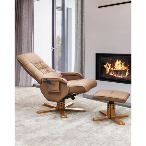 Fauteuil Massant Relaxpro Cuir Pu Marron Clair