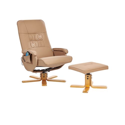 Fauteuil Massant Relaxpro Cuir Pu Marron Clair