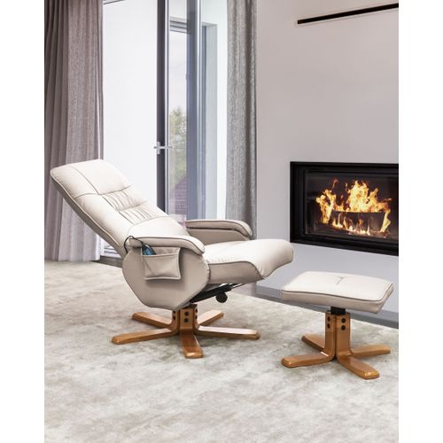 Fauteuil Massant Relaxpro Cuir Pu Beige Clair