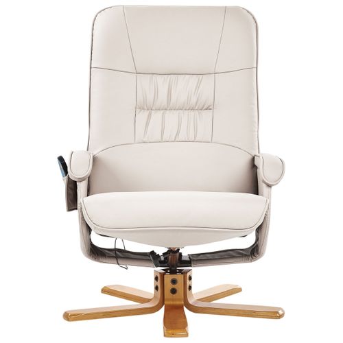 Fauteuil Massant Relaxpro Cuir Pu Beige Clair