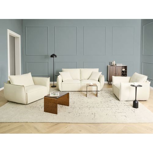 Fauteuil Kunes Tissu Beige Clair