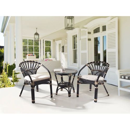 Ensemble Pour Bistro Avec Coussins Pecorini Rotin Noir