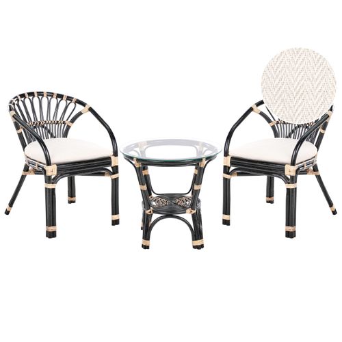 Ensemble Pour Bistro Avec Coussins Pecorini Rotin Noir