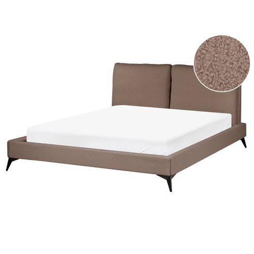 Lit Avec Sommier Bouclé Melle 160 X 200 Cm Marron