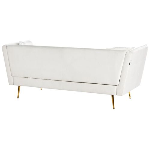 Canapé 3 Places Frederica Velours Blanc Cassé