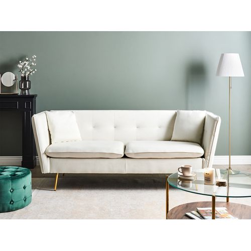Canapé 3 Places Frederica Velours Blanc Cassé
