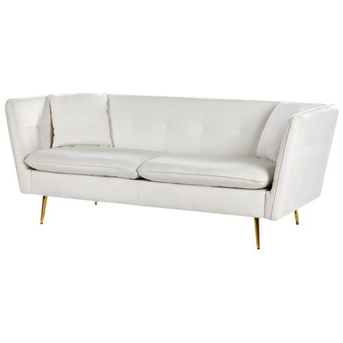 Canapé 3 Places Frederica Velours Blanc Cassé