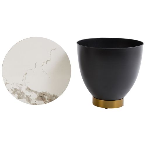 Table D'appoint Nadine Céramique Noir Avec Rangement