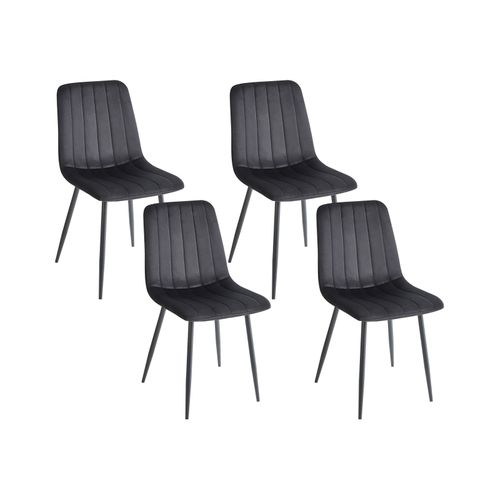 Lot De 4 Chaises De Salle à Manger Kalispell Velours Noir