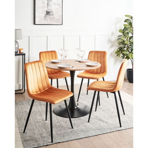 Lot De 4 Chaises De Salle à Manger Kalispell Velours Orange