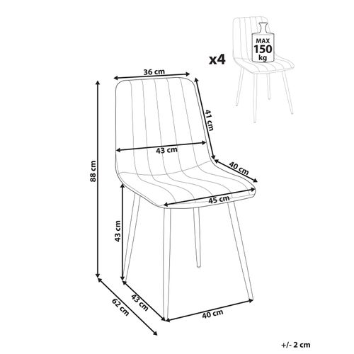 Lot De 4 Chaises De Salle à Manger Kalispell Velours Orange
