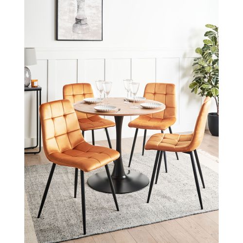 Lot De 4 Chaises De Salle à Manger Powell Velours Orange
