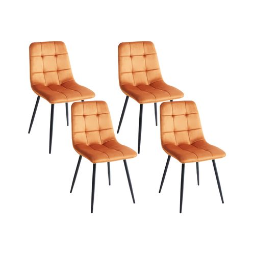 Lot De 4 Chaises De Salle à Manger Powell Velours Orange