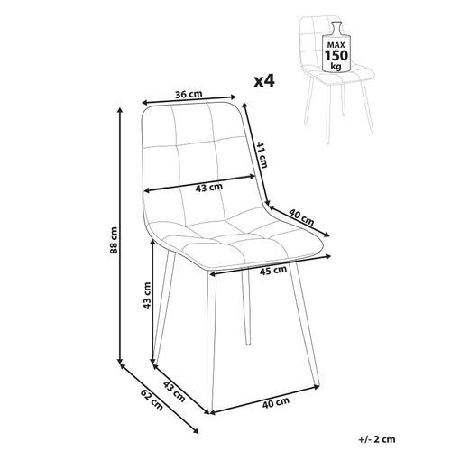 Lot De 4 Chaises De Salle à Manger Powell Velours Orange