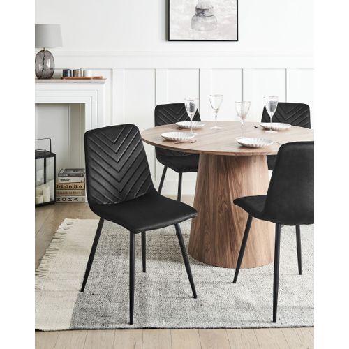 Lot De 4 Chaises De Salle à Manger Havre Velours Noir