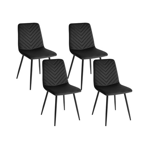 Lot De 4 Chaises De Salle à Manger Havre Velours Noir