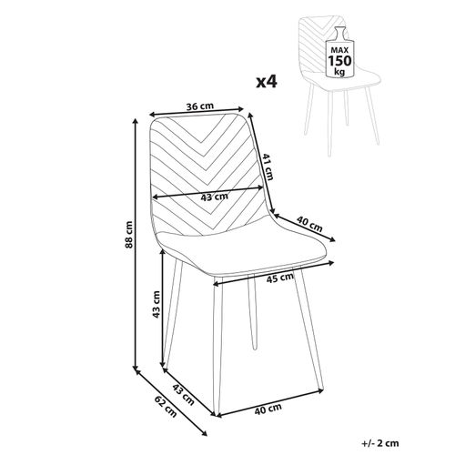Lot De 4 Chaises De Salle à Manger Havre Velours Noir