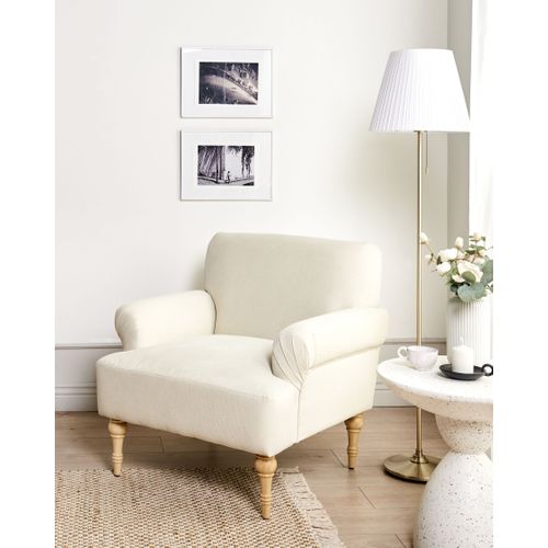 Fauteuil Fredros Tissu Beige Clair