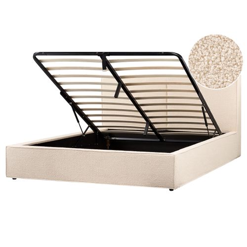 Lit Ottoman Bouclé Moissac 180 X 200 Cm Beige