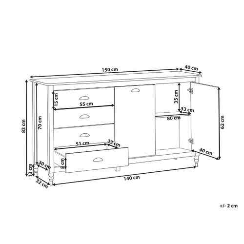 Commode 2 Portes Shillington Bois De Pin Blanc
