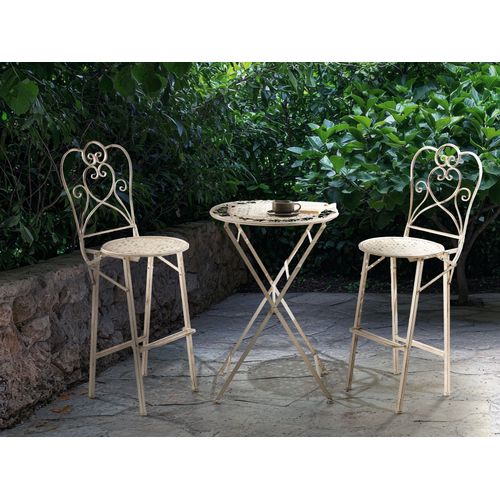 Table De Bar De Jardin Trieste 60 Cm 60 Cm Métal Beige Clair