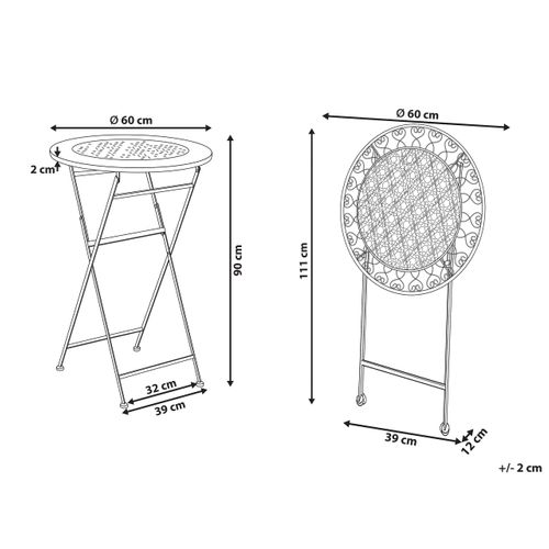 Table De Bar De Jardin Trieste 60 Cm 60 Cm Métal Beige Clair