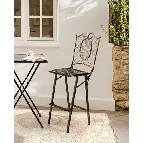 Lot De 2 Chaises De Bar De Jardin Bormio Pliant Métal Noir
