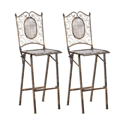Lot De 2 Chaises De Bar De Jardin Bormio Pliant Métal Noir