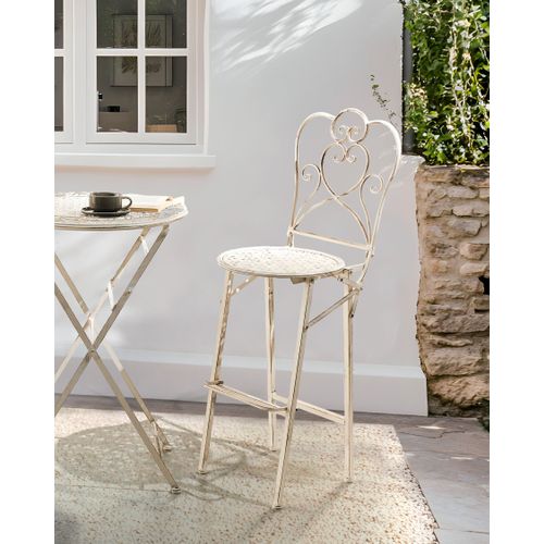 Lot De 2 Chaises De Bar De Jardin Trieste Pliant Métal Beige Clair