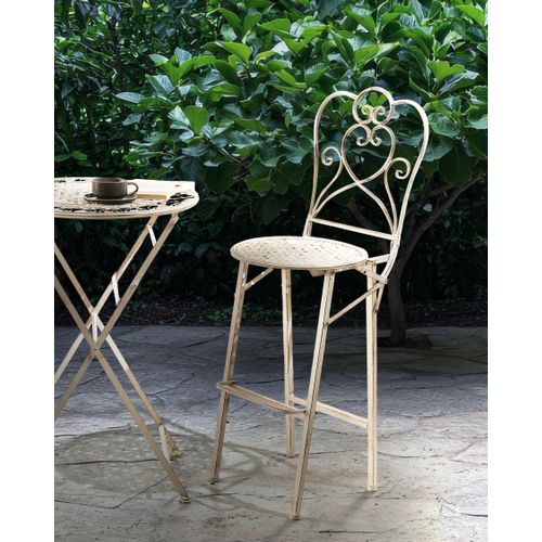 Lot De 2 Chaises De Bar De Jardin Trieste Pliant Métal Beige Clair