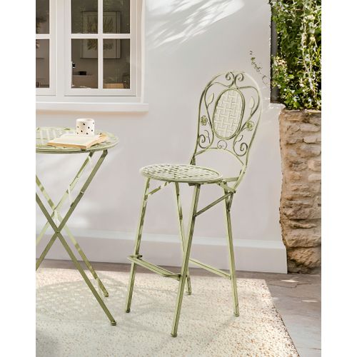 Lot De 2 Chaises De Bar De Jardin Bivio Pliant Métal Vert Clair