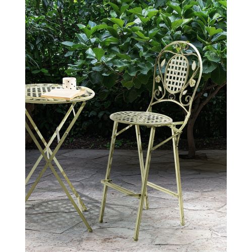 Lot De 2 Chaises De Bar De Jardin Bivio Pliant Métal Vert Clair