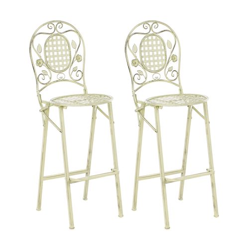 Lot De 2 Chaises De Bar De Jardin Bivio Pliant Métal Vert Clair