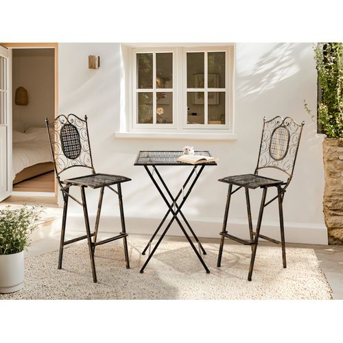 Ensemble Bar De Jardin Pliant Bormio Métal Noir