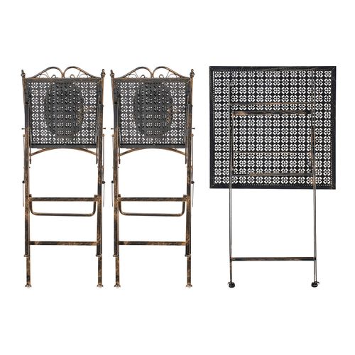 Ensemble Bar De Jardin Pliant Bormio Métal Noir