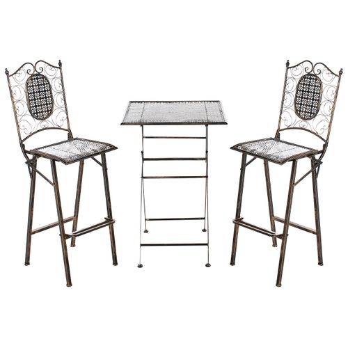 Ensemble Bar De Jardin Pliant Bormio Métal Noir