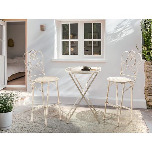 Ensemble Bar De Jardin Pliant Trieste Métal Beige Clair