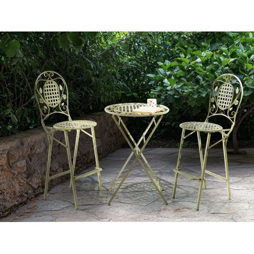 Ensemble Bar De Jardin Pliant Bivio Métal Vert Clair