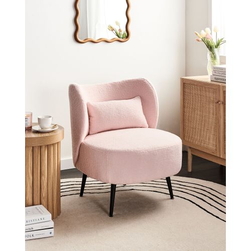 Fauteuil Otsby Bouclé Rose Pastel