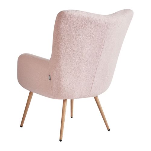 Fauteuil à Oreilles Vejle Bouclé Rose Pastel