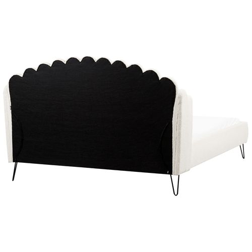 Lit Avec Sommier Bouclé Ambillou 180 X 200 Cm Blanc Cassé