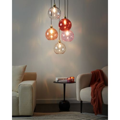 Lampe Suspension Pabellon Verre Rouge