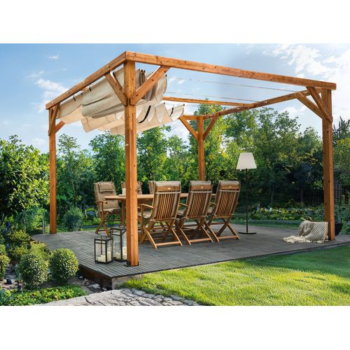 Tonnelle De Jardin Villarosa Bois De Sapin 320 Cm 380 Cm Marron/beige