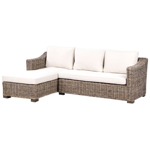 Canapé D'angle De Jardin 3 Places Valletri Côté Droit Rotin Gris