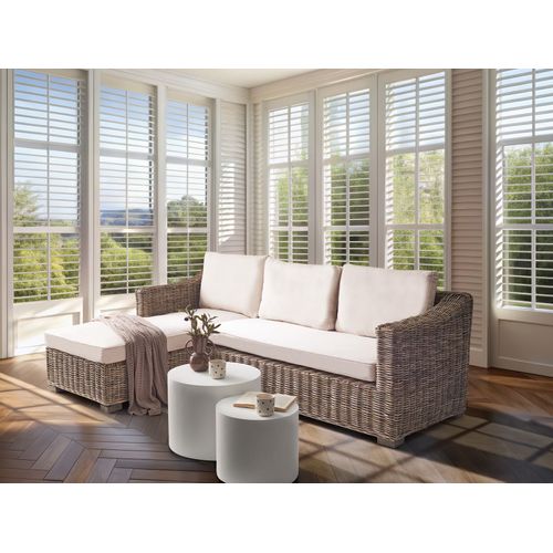 Canapé D'angle De Jardin 3 Places Valletri Côté Droit Rotin Gris